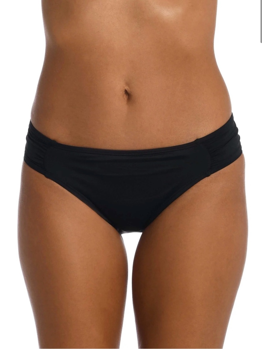 NWT La Blanca Island Goddess Side Shirred Hipster Bottom - Black Sz 6